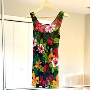 VINTAGE tropical print mini dress size small